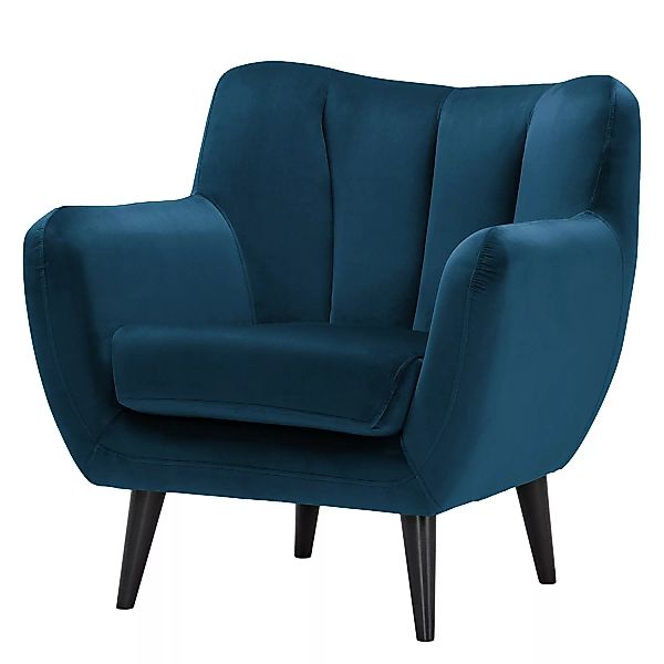 home24 Norrwood Sessel Polva I Marineblau Samt 84x82x81 cm (BxHxT) günstig online kaufen