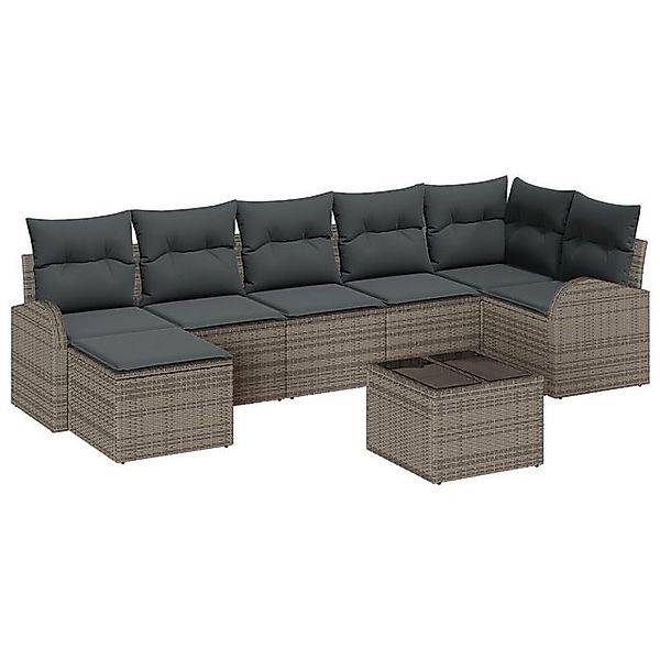 vidaXL Loungesofa 7-teiliges Garten Sofa Set mit Kissen schwarzes Poly Ratt günstig online kaufen