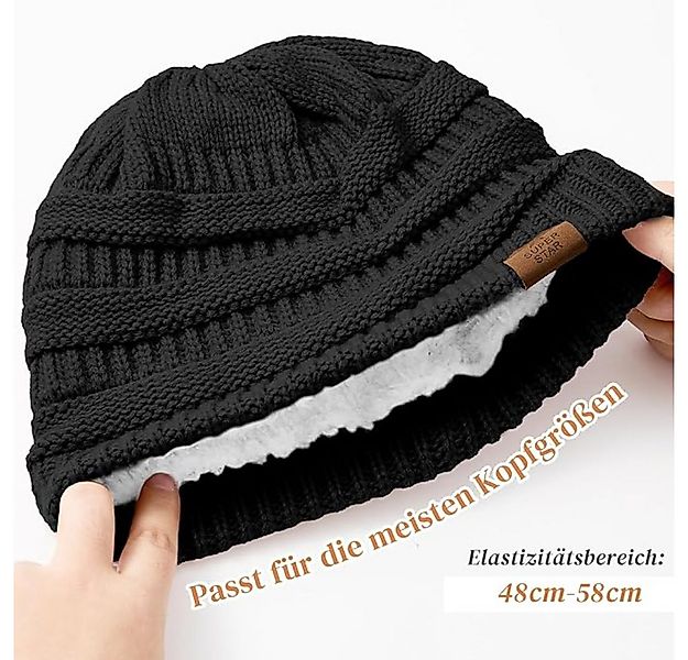 Blusmart Fleecemütze Winterstrickmütze (Grobstrick, gefüttert, Thermomütze) günstig online kaufen