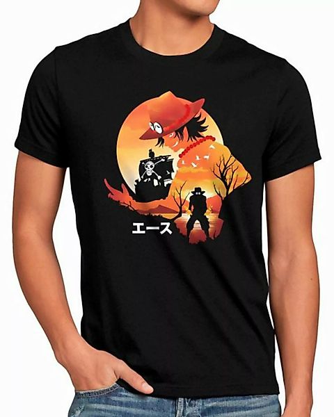 style3 T-Shirt Ace Sunset japan anime luffy manga one piece günstig online kaufen