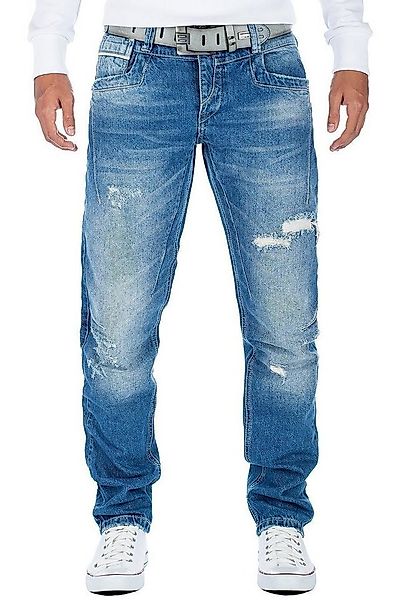 Cipo & Baxx Bikerjeans Herren Hose BA-CDB104 Blau mit Destroyed Effekten günstig online kaufen