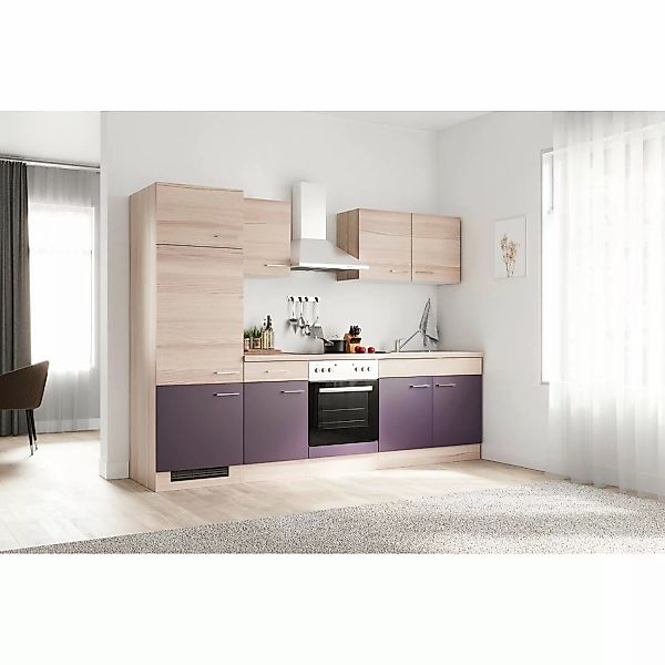 Flex-Well Exclusiv Küchenzeile Focus 270 cm Akazie - Aubergine günstig online kaufen