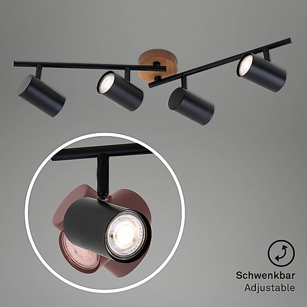 Briloner Leuchten LED Deckenspot »MURITZ«, aus Metall und Holz, für Leuchtm günstig online kaufen