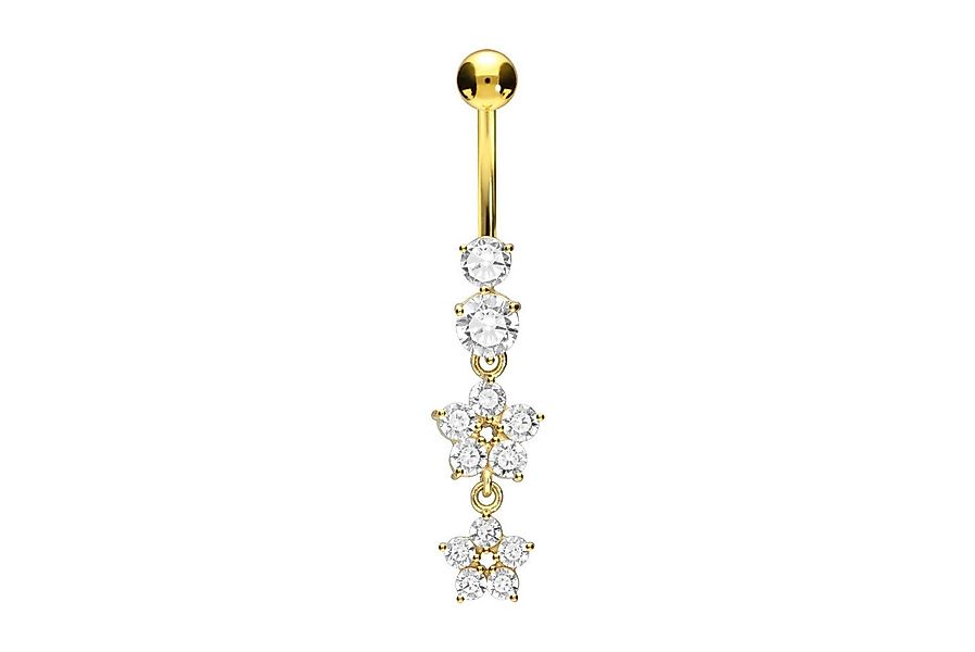 PIERCINGLINE Bauchnabelpiercing Chirurgenstahl Bananabell 2 KRISTALLBLUMEN günstig online kaufen