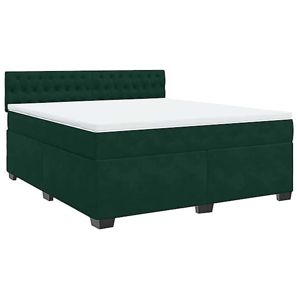 vidaXL Boxspringbett mit Matratze Dunkelgrün 180x200 cm Samt 3288687 günstig online kaufen