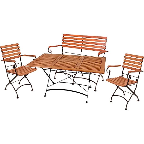 Garden Pleasure Gartenmöbel-Set Wien mit Ausziehstisch Teak FSC® günstig online kaufen