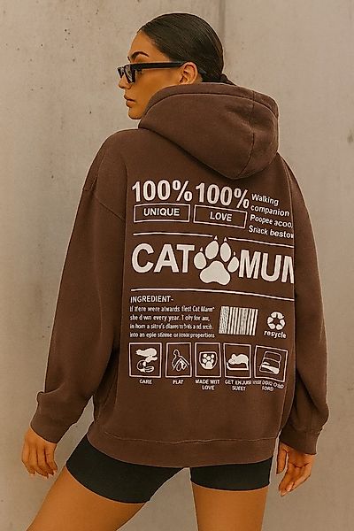 Worldclassca Hoodie Worldclassca Oversized CAT MUM Print Hoodie Kapuzenpull günstig online kaufen