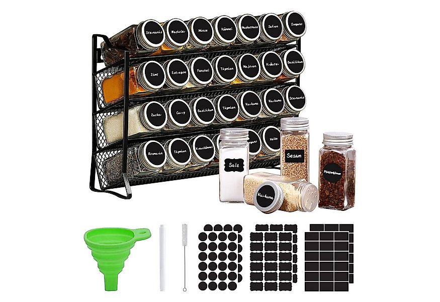 SEHAUSEU Gewürzregal Gewürzregal 4Etage mit 28 Gläsern schwarz Metall, 120 günstig online kaufen