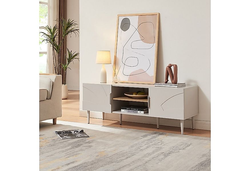 en.casa TV-Schrank »Starvili« mit 2 Türen 120 x 40 x 45 cm Beige günstig online kaufen