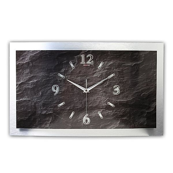 Kreative Feder Funkwanduhr 3D Designer-Wanduhr „Schiefer-Optik“ günstig online kaufen