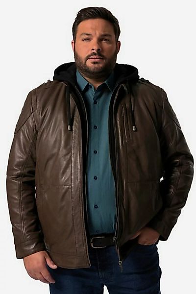 Men Plus Lederjacke Men+ Lederjacke Leder abnehmbare Jersey-Kapuze günstig online kaufen