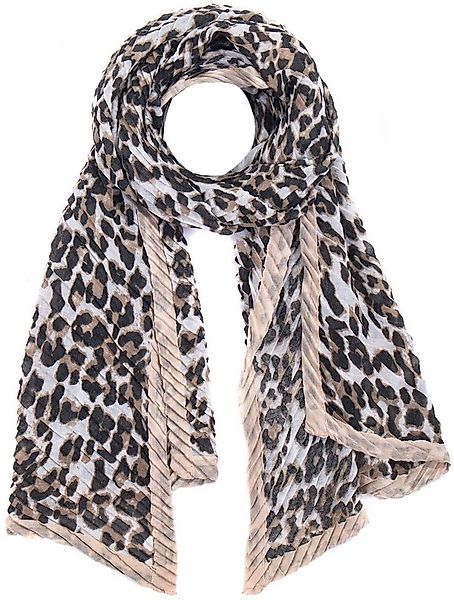 Faera Modeschal, Damen Schal Leoparden-Muster plissiert und eingefasst weic günstig online kaufen