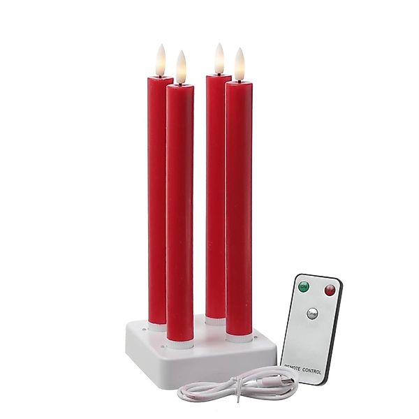 Marelida LED Stabkerzen LISA Tafelkerzen Dinnerkerzen Wiederaufladbar Rot 4 günstig online kaufen