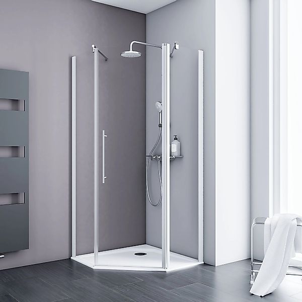 Schulte Fünfeckdusche mit Drehtür Alexa Style 2.0 Alpinweiß BxHxT 90x90x192 günstig online kaufen