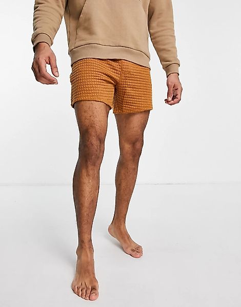 ASOS DESIGN – Strukturierte Lounge-Shorts in Braun-Grau günstig online kaufen