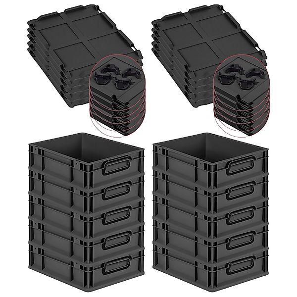 PROREGAL SparSet 10x Eurobox Nextgen Color Mit Auflagedeckel HxBxT 12x30x40 günstig online kaufen