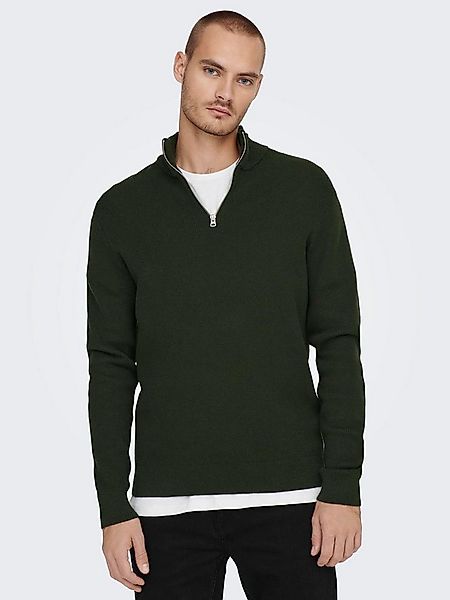 ONLY & SONS Troyer ONSPHIL REG 12 STRUC HALF ZIP KNIT NOOS Baumwollmischung günstig online kaufen