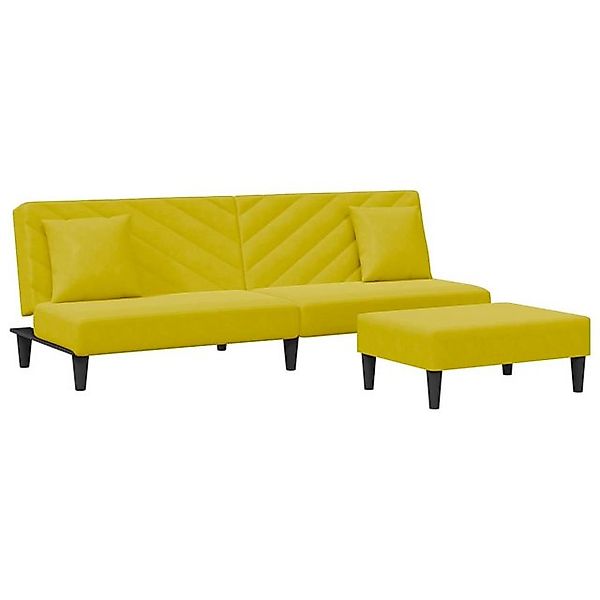 vidaXL Sofa, 2-tlg. Sofagarnitur mit Kissen Gelb Samt günstig online kaufen