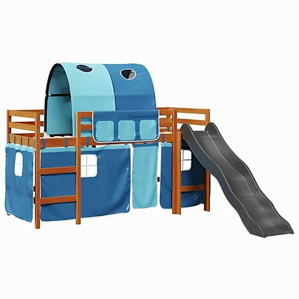 vidaXL Bett Kinderhochbett mit Tunnel Blau 80x200 cm Massivholz Kiefer günstig online kaufen