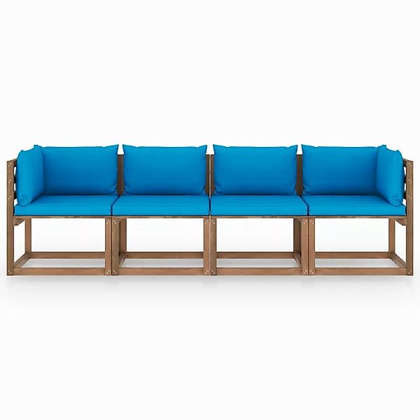 Garten-palettensofa 4-sitzer Mit Kissen Kiefernholz Imprägniert günstig online kaufen