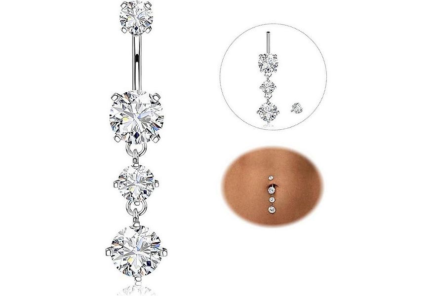YADOCA Bauchnabelpiercing Bauchnabelpiercing Titan Silber Gold Zirkonia 14G günstig online kaufen