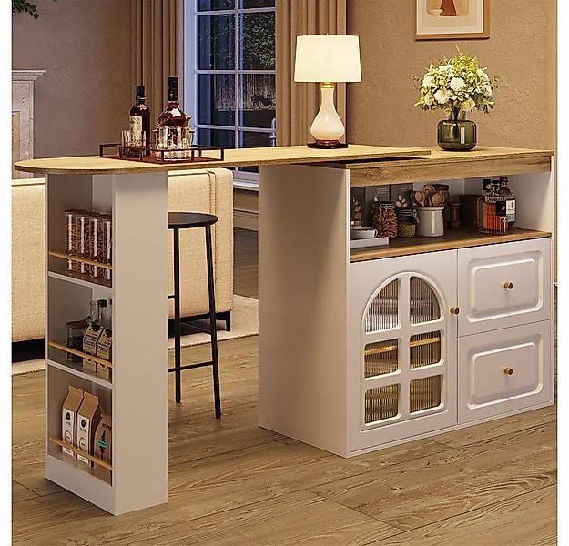 OKWISH Bartisch 360° Drehbarer Bartisch,Kücheninsel,mit Stauraum (Sideboard günstig online kaufen