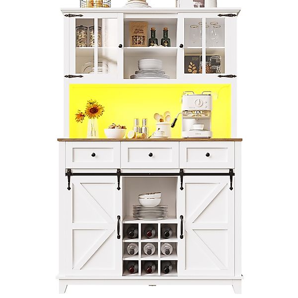 i@home Hochschrank Küchenschrank mit LED-Beleuchtung, schwarz/weiß günstig online kaufen