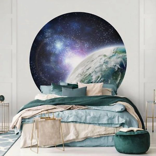 Bilderwelten Runde Tapete selbstklebend Galaxy Light türkis Gr. 75 x 75 günstig online kaufen