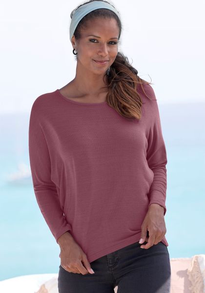 LASCANA Langarmshirt "mit Fledermausärmeln" aus weichem Viskose-Feinstrick günstig online kaufen