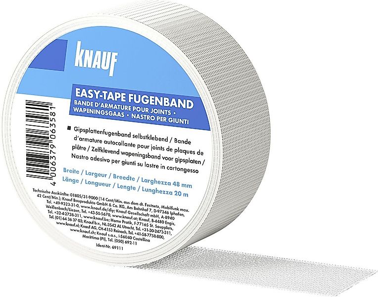 KNAUF Glasfasergewebe Knauf Gipsfaser-Fugenband easy-tape 20 m x 48 mm günstig online kaufen