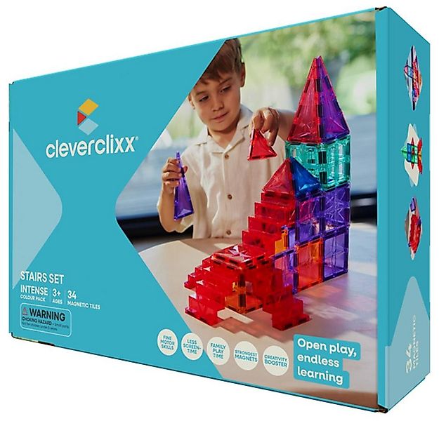 Cleverclixx Treppen Set Knallfarben 34 Teile Magnetspielbausteine, langlebi günstig online kaufen