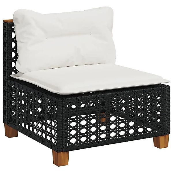 vidaXL Gartensofa ohne Armlehnen mit Kissen Schwarz Poly Rattan 365926 günstig online kaufen