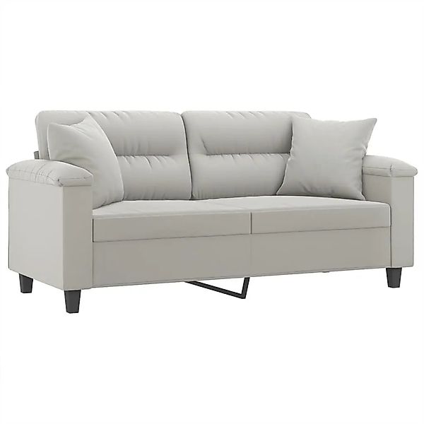 vidaXL 2-Sitzer-Sofa mit Kissen Hellgrau 140 cm Mikrofasergewebe 3200972 günstig online kaufen