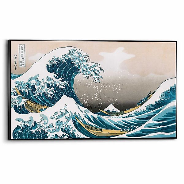 Reinders Wandbild "Hokusai Große Welle", Home Office - Blau - MDF - Berühmt günstig online kaufen