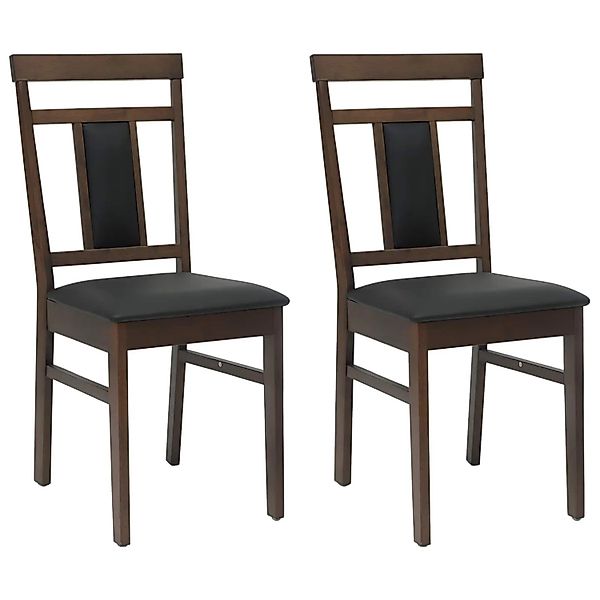 vidaXL Esszimmerstuhl 2 Stk Hellbraun und Schwarz Massives Gummiholz 420205 günstig online kaufen