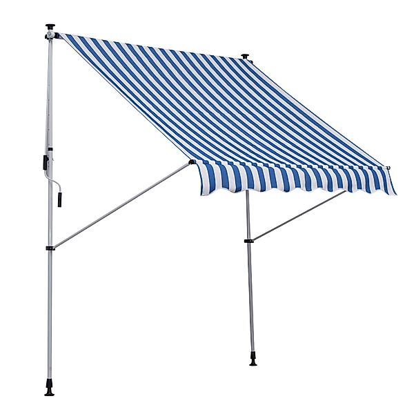 Outsunny Sonnenschirm Markise Aluminium Polyester Blau Weiß L200 x B150 x H günstig online kaufen