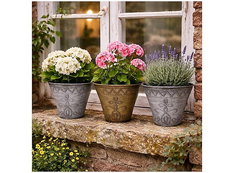 HTI-Living Blumentopf Blumentopf Nessa Ornamente Gold Silber 3er-Set (Set, günstig online kaufen