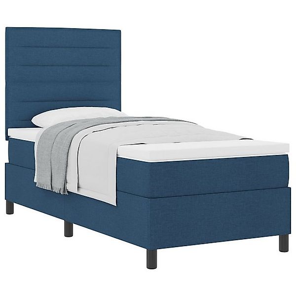 vidaXL Bett Boxspringbett mit Matratze Blau 90x200 cm Stoff (1-tlg) günstig online kaufen