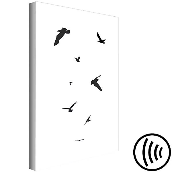 Bild auf Leinwand Flug von schwarzen Vögeln - minimalistisches, schwarzes B günstig online kaufen
