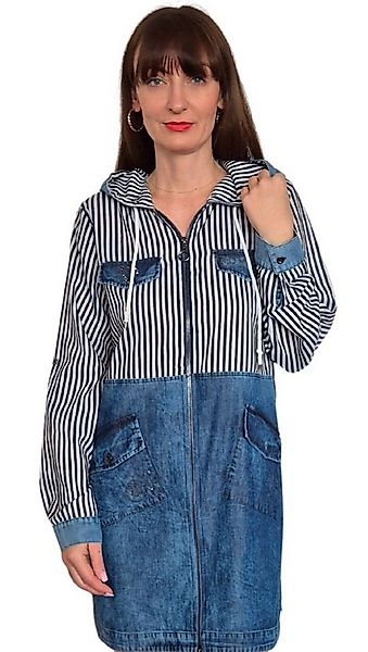 Gio Milano Blusenjacke G28-9102, in Jeansoptik und Strassbesatz 2 Wege Reiß günstig online kaufen