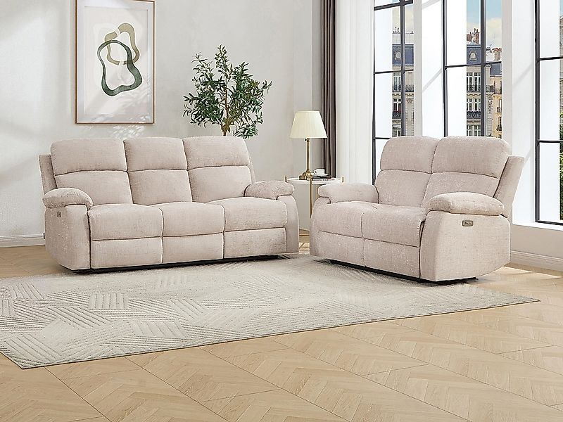 3-Sitzer-Sofa & 2-Sitzer-Sofa elektrisch mit Massagefunktion – Chenille-Sto günstig online kaufen