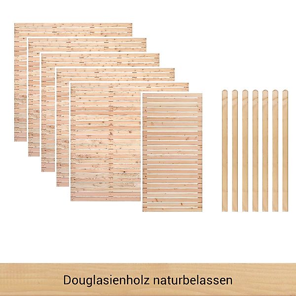 BM Massivholz Zaun "Kurt Set 5.1", 5 Elemente 180 x 180cm, 1 Element 90x180 günstig online kaufen