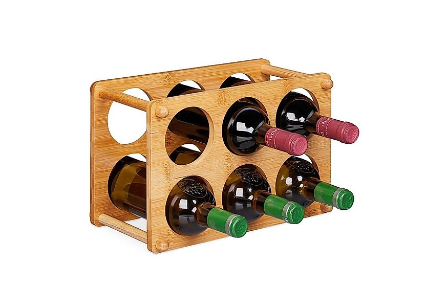 relaxdays Weinregal 6 Flaschen Bambus günstig online kaufen