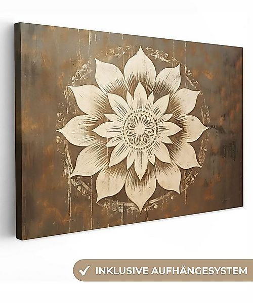 OneMillionCanvasses® Leinwandbild Mandala - Blumen - Vintage - Weiß, Fotodr günstig online kaufen