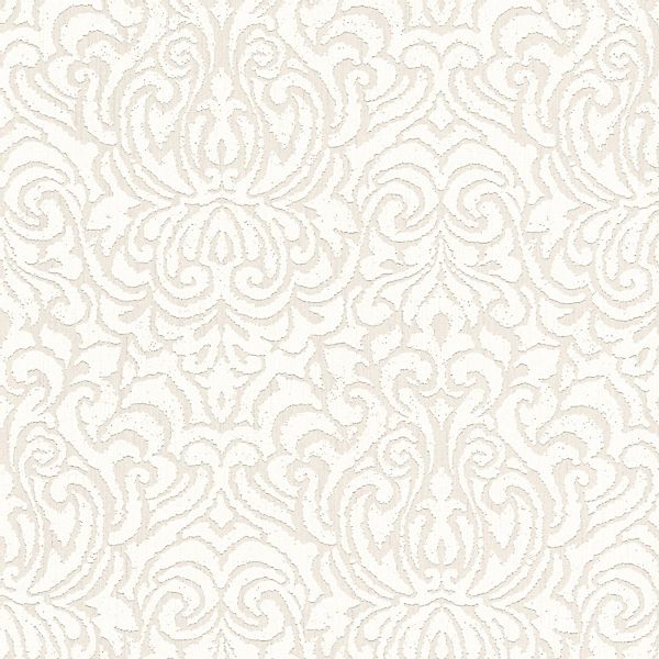 Bricoflor Elegante Tapete in Creme Weiß Helle Barock Vliestapete mit Textil günstig online kaufen