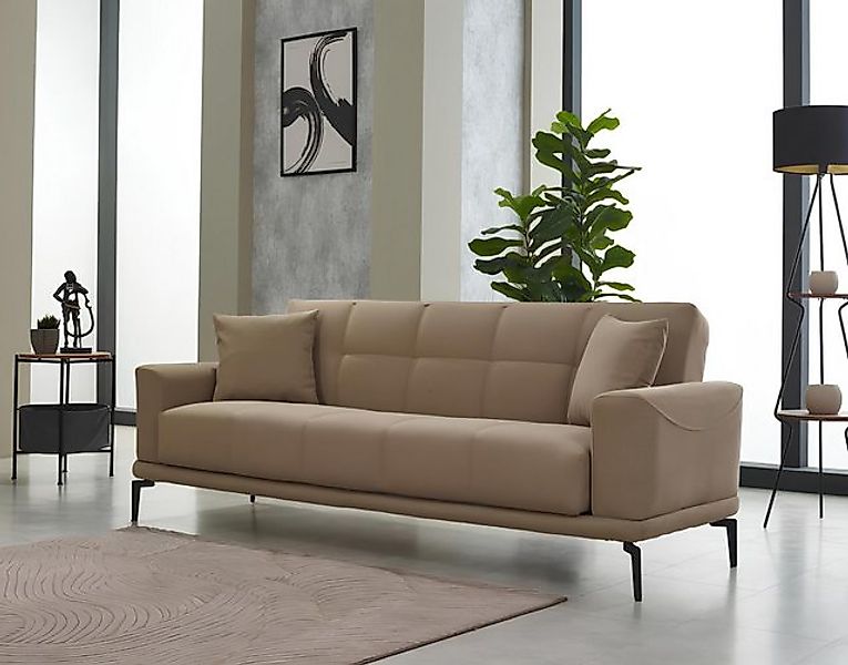 JVmoebel 3-Sitzer Beige Couch Dreisitzer Polstersofa Design 3 Sitzer Stoffs günstig online kaufen