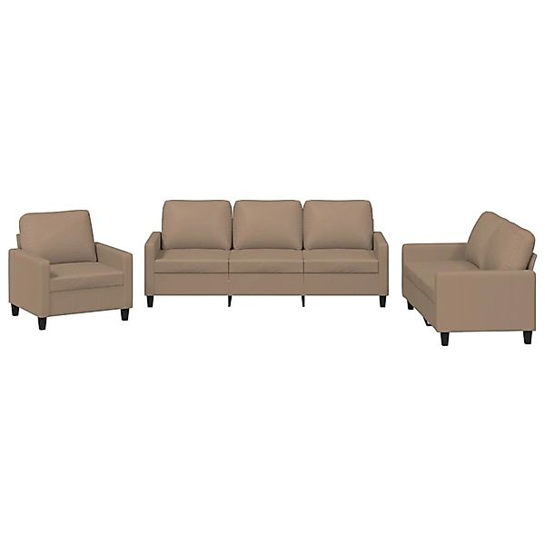 vidaXL 3-Tlg Sofagarnitur mit Kissen Cappuccino-Braun Kunstleder 3201402 günstig online kaufen