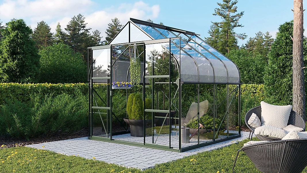 Vitavia Gewächshaus "Dione 6700 smaragd" inkl. Fundamentrahmen, Dachlüfter günstig online kaufen