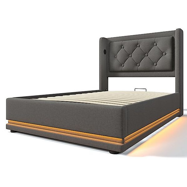 Gotagee Polsterbett Stauraumbett USB LED Typ-C Funktionelles Bett Baumwolle günstig online kaufen