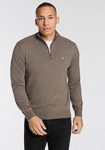 Gant Stehkragenpullover COTTON/WOLL HALF ZIP mit Rippstrick-Details, normal günstig online kaufen